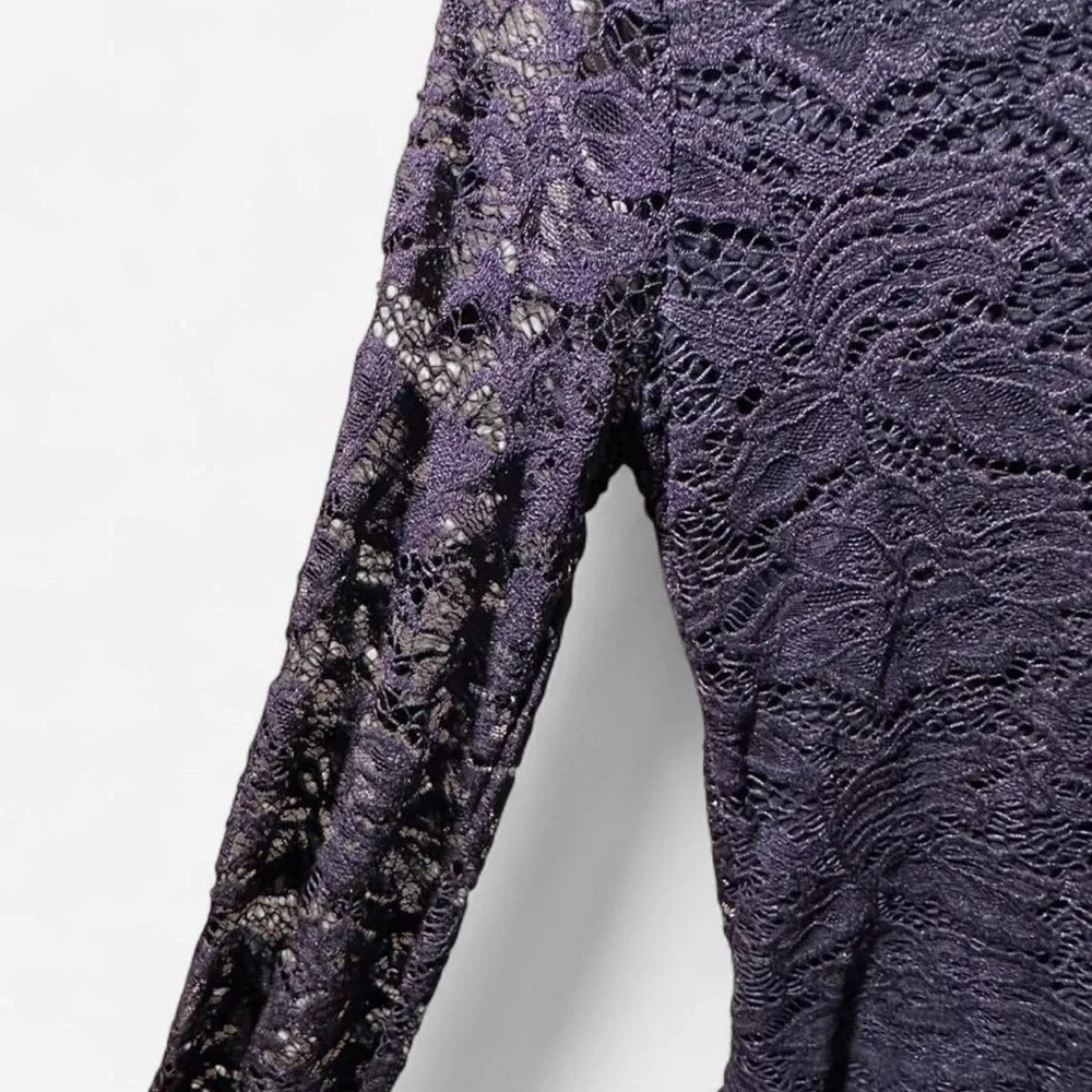 Forever 21 Black Lace Long Sleeve Bodysuit Size Small Gothcore Minimalist - Picture 6 of 10
